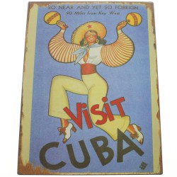 Plaques murales métal déco Visit Cuba 24 x 32 cm