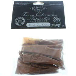 Terres colorantes naturelles en poudre terre de sienne calcinée 3 x 50gr