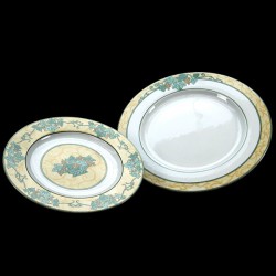 Assiette plate + assiette à dessert Décor feuilles de chêne