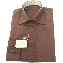 Chemise chocolat col pointe Cornalli